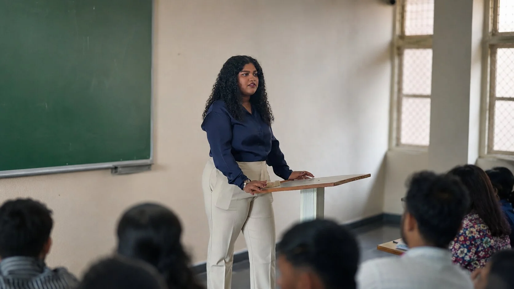 Manjusha Pillai, Founder, CEO and Coach of Art2Connect, delivering a public speaking and soft skills training session.