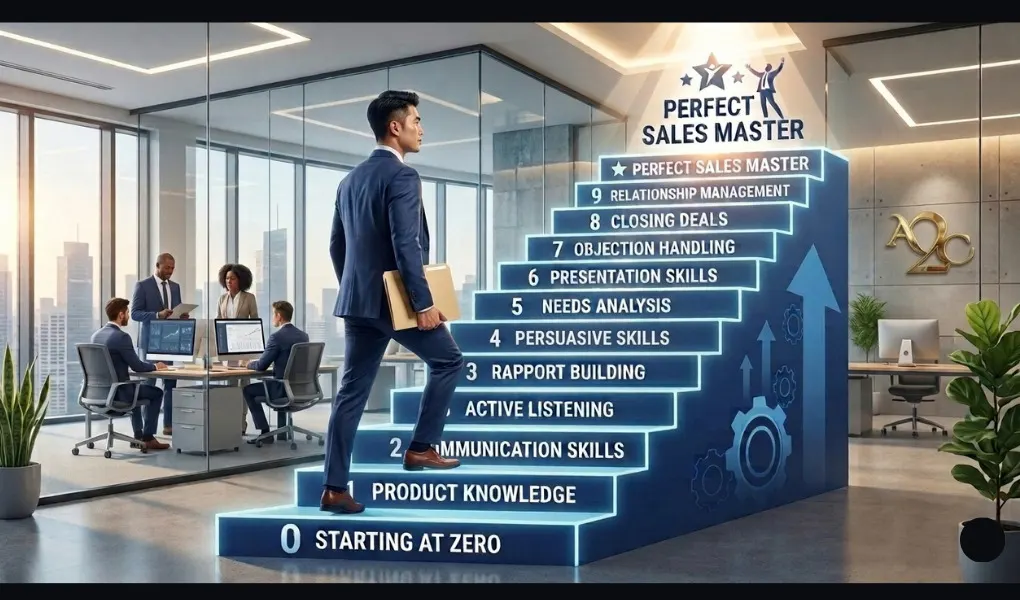 Art2Connect sales mastery program training steps from starting at zero to closing deals and relationship management.